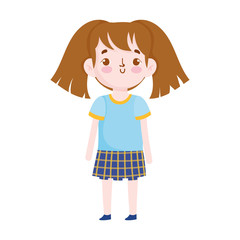 back to school student girl with uniform cartoon isolated design