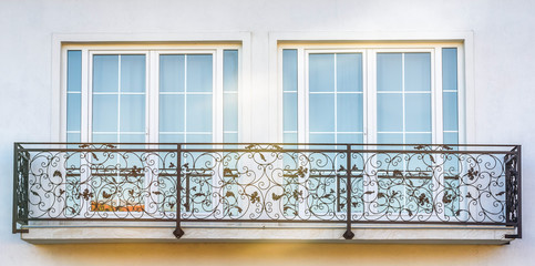 Wrought Iron Fence on balcony. Metal fence
