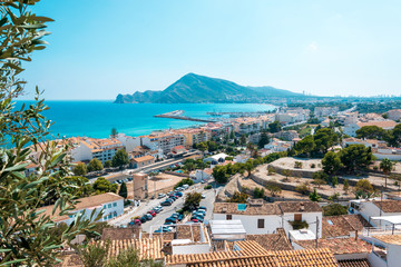 Beautiful panoramic view of Altea, Albir and Benidorm. Costa Blanca coastline in Alicante, Spain.