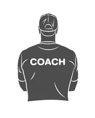Foto op Plexiglas Silhouette sports coach stands with his back in a T-shirt and baseball cap. Background for sports or coaching theme on a white background. Vector illustration © kapona