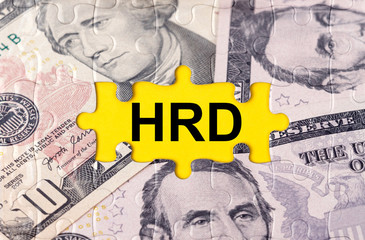 Puzzle with the image of dollars in the center of the inscription -HRD