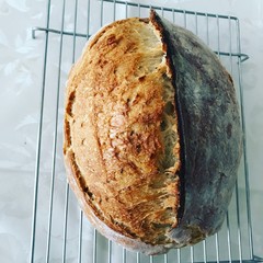 Homemade sourdough bread with flax-seeds