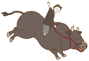 牛に乗った袴男子