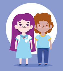 back to school, student boy and girl uniform cartoon elementary education