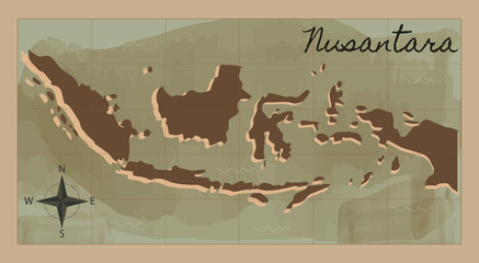 Vintage map of Indonesia