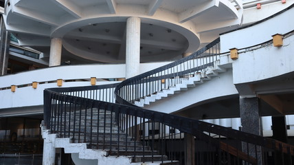 Obraz premium vintage staircase with railing heading on roof