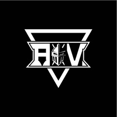 The initials inspiration A V modern knight logo with a triangle