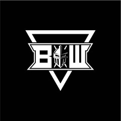 The initials inspiration B W modern knight logo with a triangle