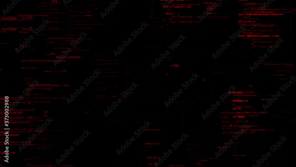 Poster flying backwards through the symbols of computer code. animation. abstract cyberspace with multiple 