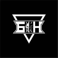 The initials inspiration G H modern knight logo with a triangle