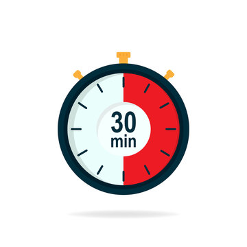 30 minutes timer. Stopwatch symbol in flat style. Editable isolated vector  illustration. Stock Vector | Adobe Stock