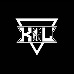 The initials inspiration K L modern knight logo with a triangle