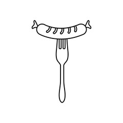 fork with sausage icon, line style