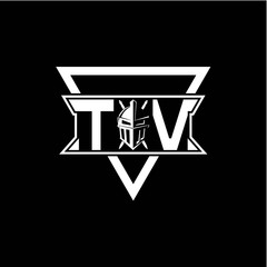 The initials inspiration T V modern knight logo with a triangle