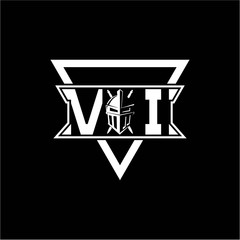 The initials inspiration V I modern knight logo with a triangle