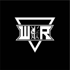 The initials inspiration W R modern knight logo with a triangle
