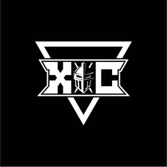 The initials inspiration X C modern knight logo with a triangle