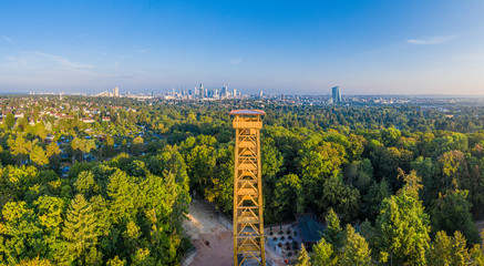 Aerial view on new Goethe tower near Frankfurt
