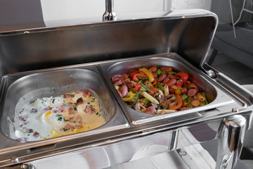 Cuisine Culinary Buffet Dinner Catering Dining Food Celebration Party Concept.catering buffet food indoor with meat and vegetables.