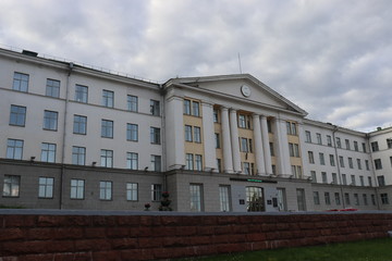 soviet university building with brick stairs
