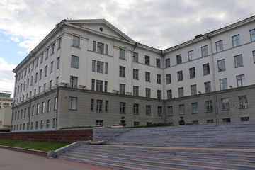 soviet university building with brick stairs