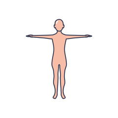 human body standing icon, line fill style