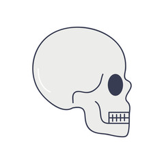 human body concept, head skull icon, line fill style