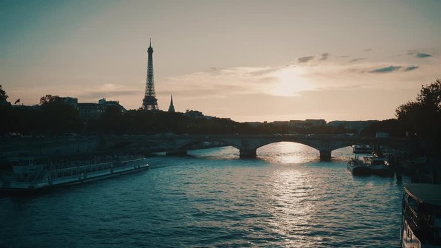 Eiffel tower in paris during sunset