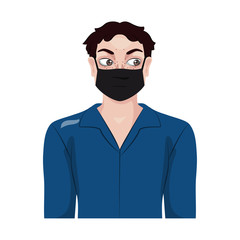 Isolated young man wearing a face mask - Vector