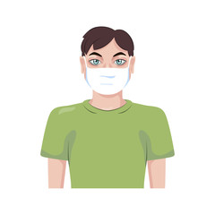 Isolated young man wearing a face mask - Vector