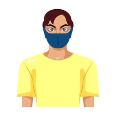 Isolated young man wearing a face mask - Vector