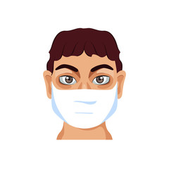 Isolated young man wearing a face mask - Vector