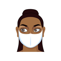 Isolated young woman wearing a face mask - Vector