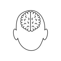 head with brain icon, line style