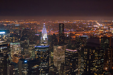 Fototapeta premium View of manhattan from the top at night