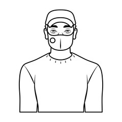 Isolated young man wearing a face mask - Vector