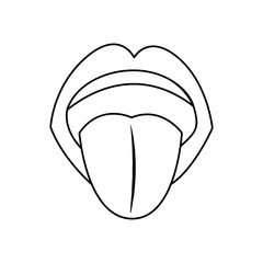 human body concept, mouth and tongue icon, line style