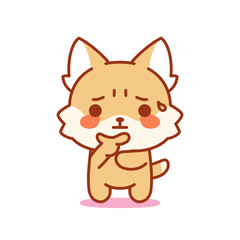 Isolated pensive kitten. Cute emoji of a cat - Vector
