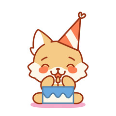 Isolated birthday kitten. Cute emoji of a cat - Vector