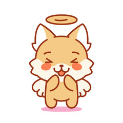 Isolated angel kitten. Cute emoji of a cat - Vector