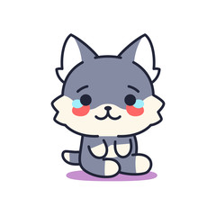 Isolated sad kitten. Cute emoji of a cat - Vector