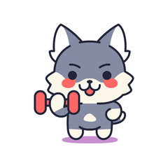 Isolated kitten exercising. Cute emoji of a cat - Vector