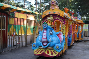 kids carousel in city fun park © Mikalai Drazdou