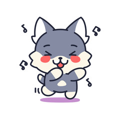 Fototapeta na wymiar Isolated singing kitten. Cute emoji of a cat - Vector