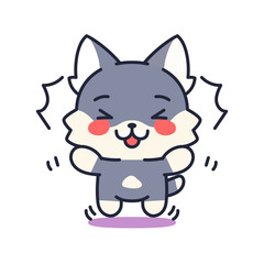 Isolated happy kitten. Cute emoji of a cat - Vector