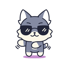 Isolated cool kitten. Cute emoji of a cat - Vector