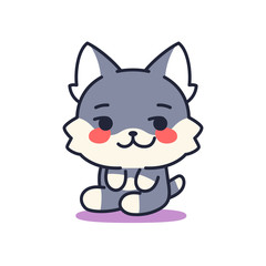 Isolated happy kitten. Cute emoji of a cat - Vector