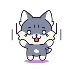 Isolated scared kitten. Cute emoji of a cat - Vector