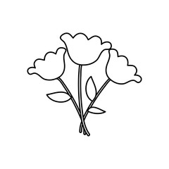 beautiful flowers icon, line style