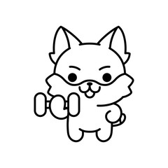 Obraz premium Isolated kitten exercising. Cute emoji of a cat - Vector